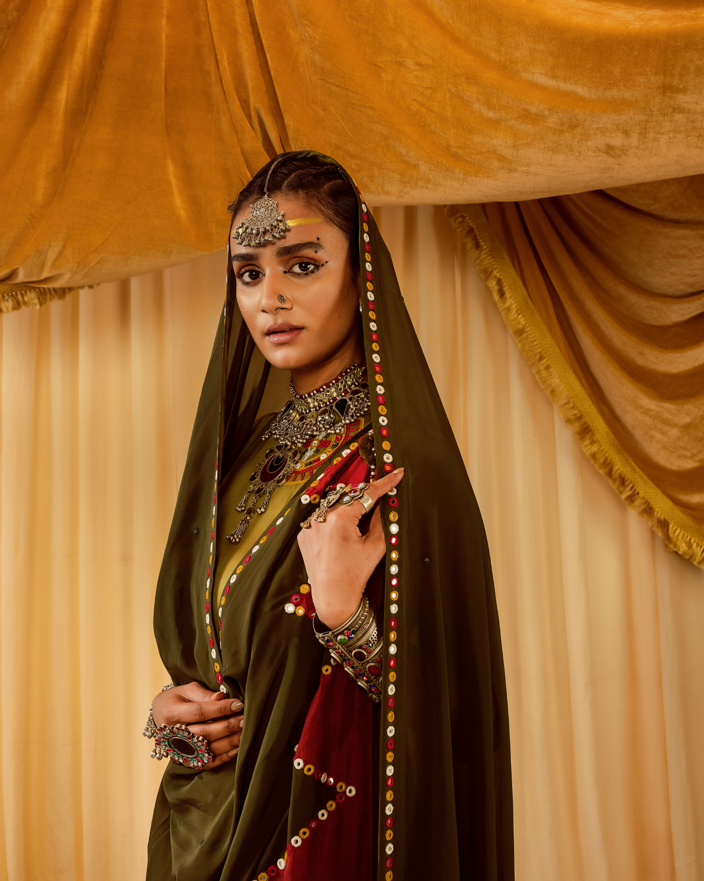 Mehendi Green Straight Suit with Hand Embroidery