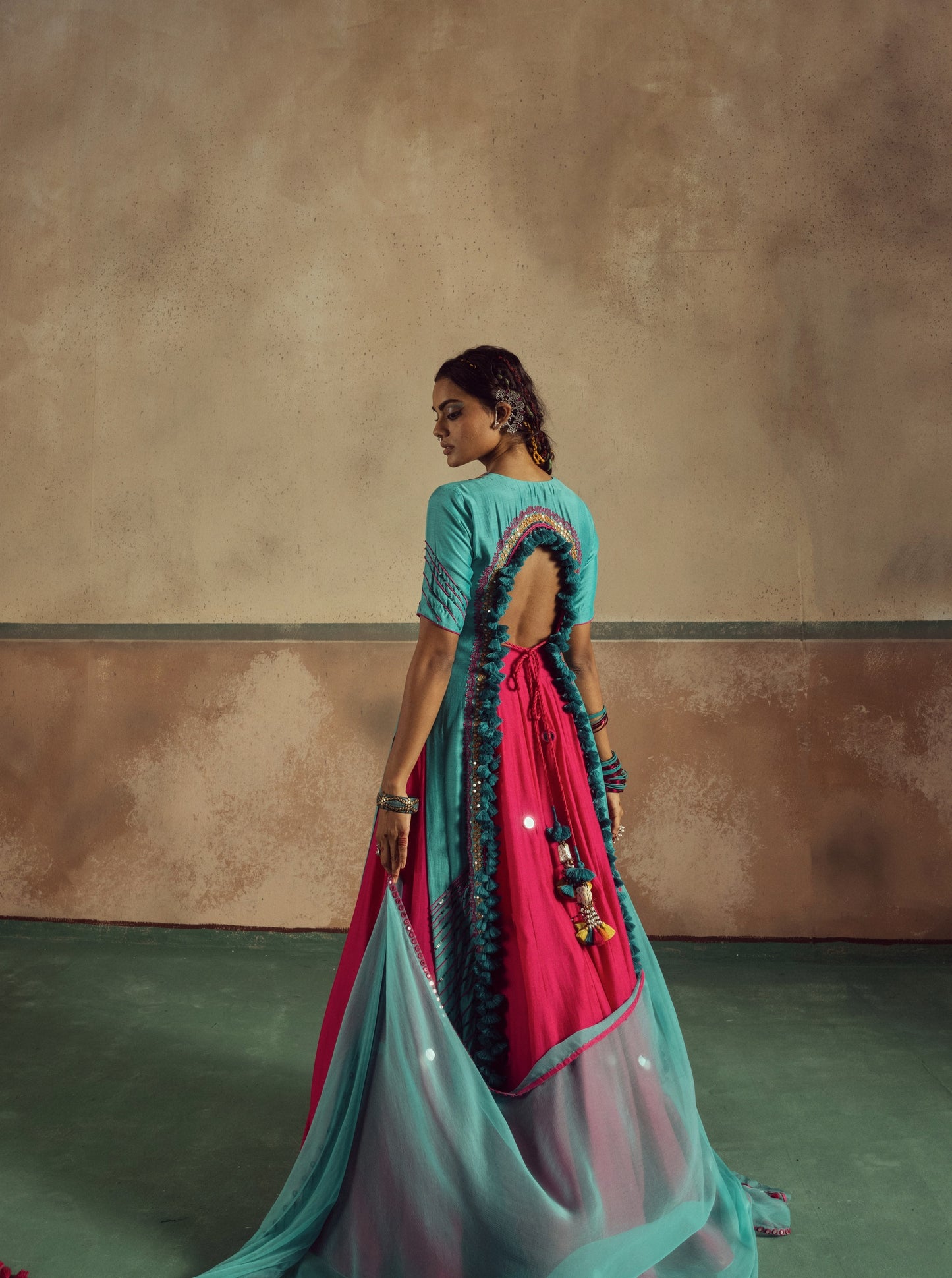 Backless Kurta Skirt Set