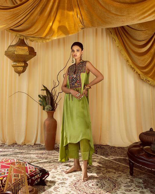 Asymmetrical Kurta with Pants