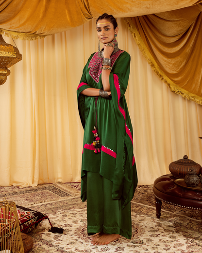Dark Green Kaftan with Plazzo Pants