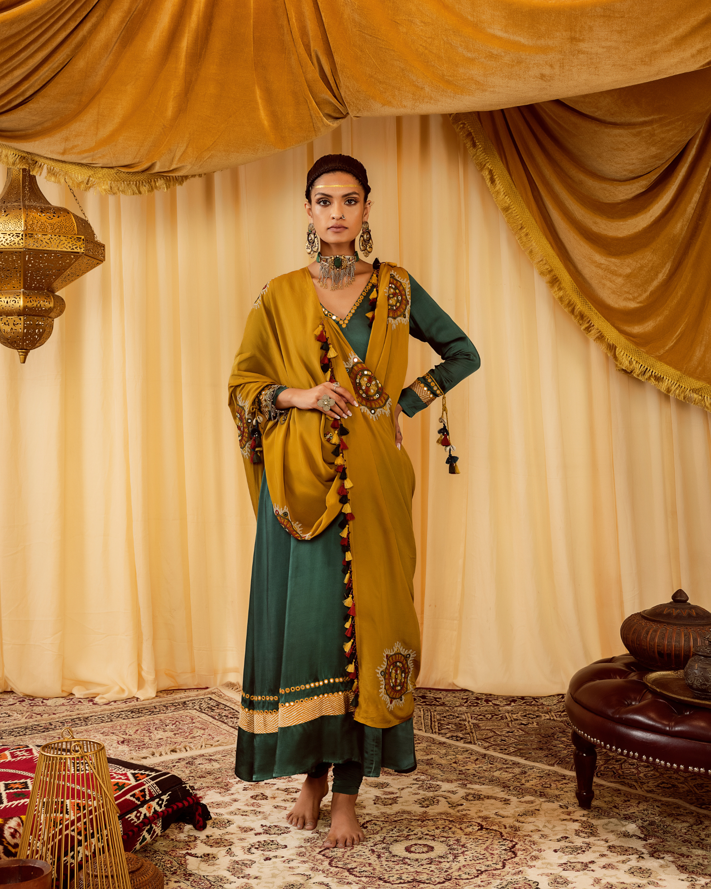 Teal Green A-line Anarkali Suit with Churidaar