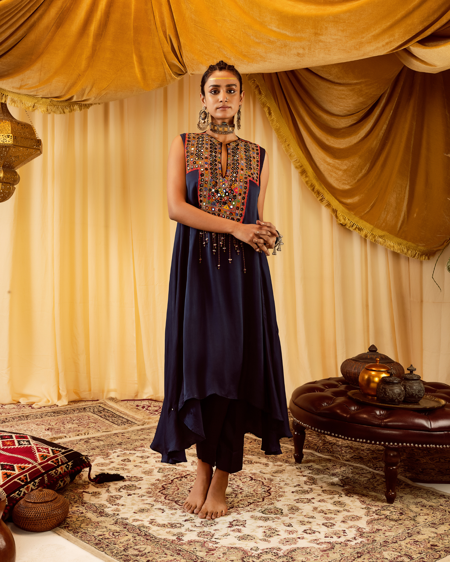 Asymmetrical Kurta with Pants