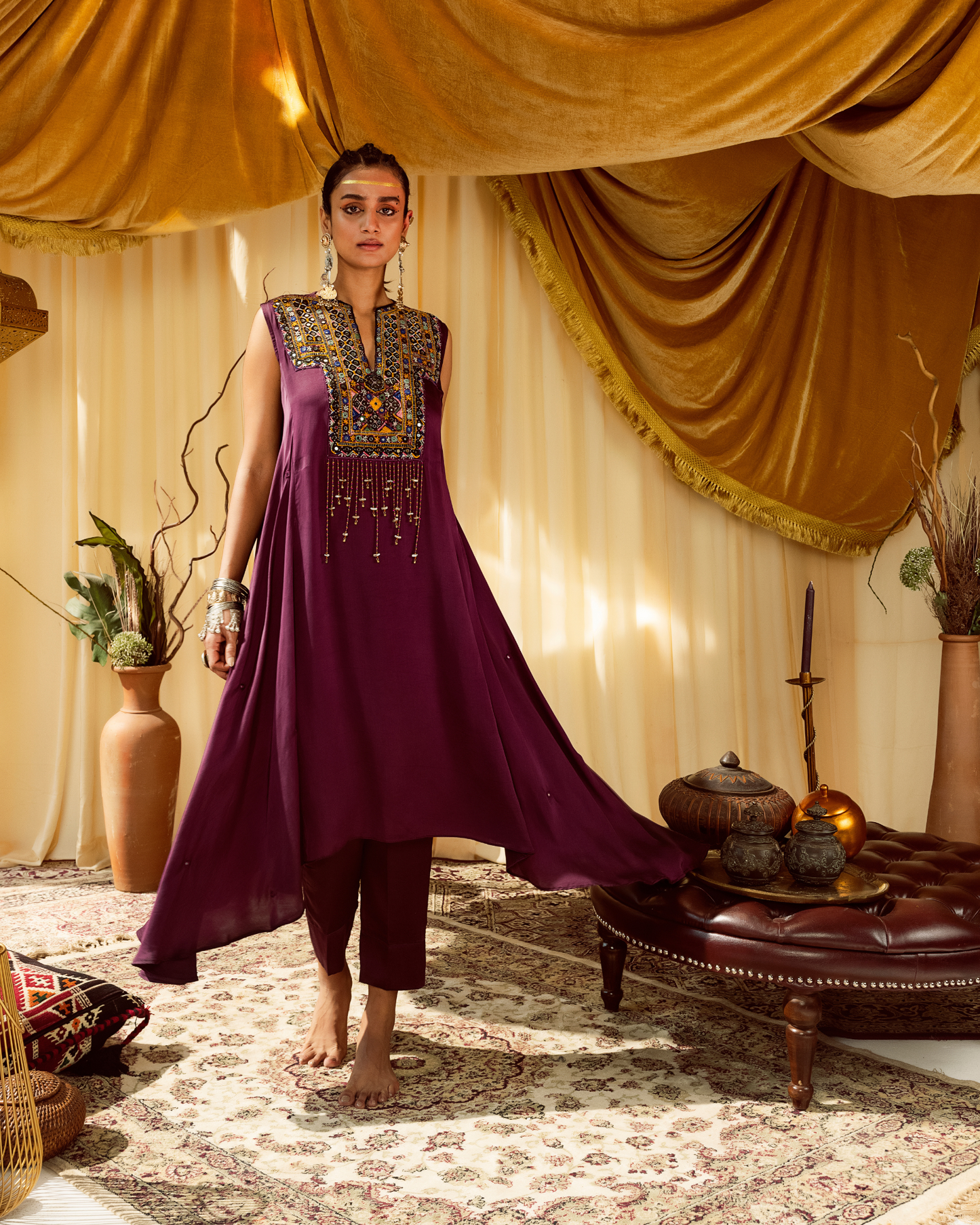 Asymmetrical Kurta with Pants