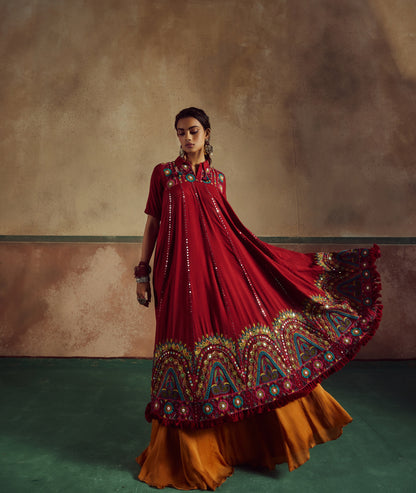 Short Choli Anarkali with Lehenga Set