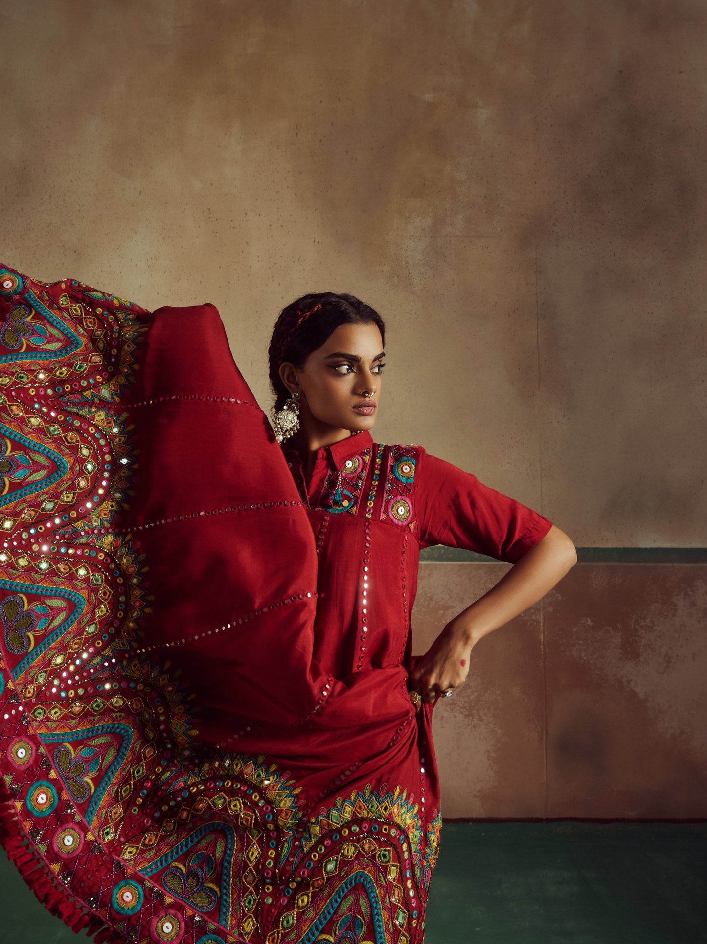 Short Choli Anarkali with Lehenga Set