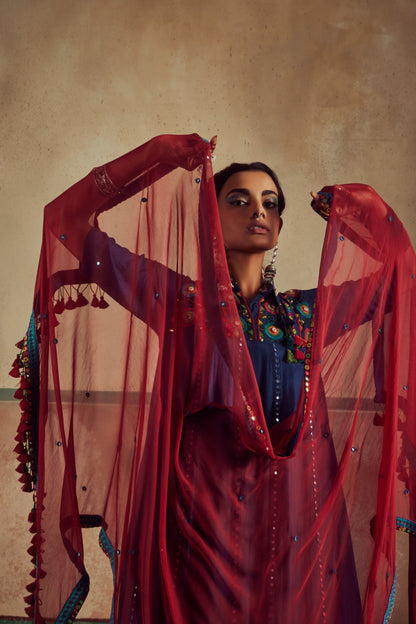 Short Choli Anarkali with Lehenga Set