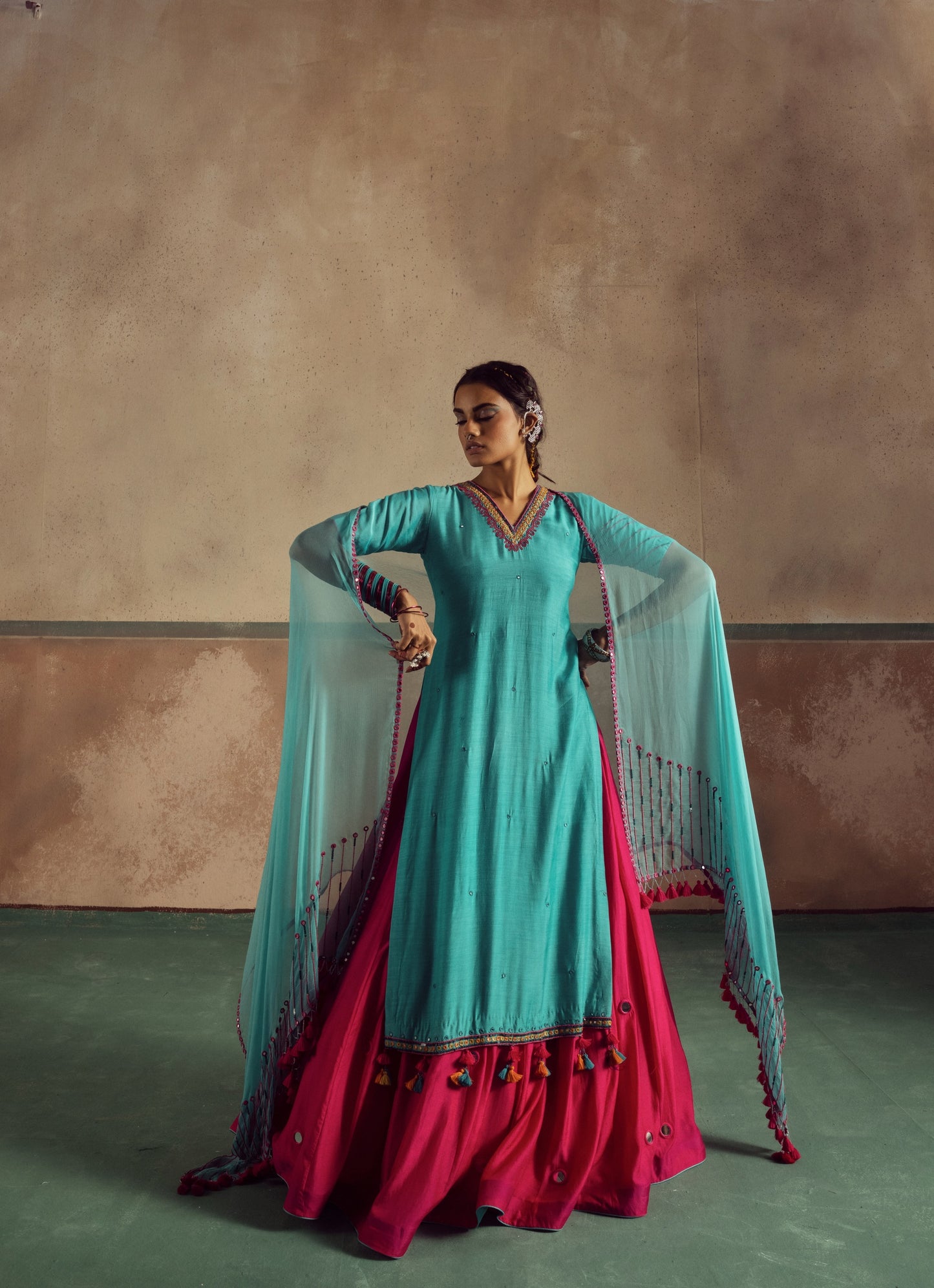 Backless Kurta Skirt Set