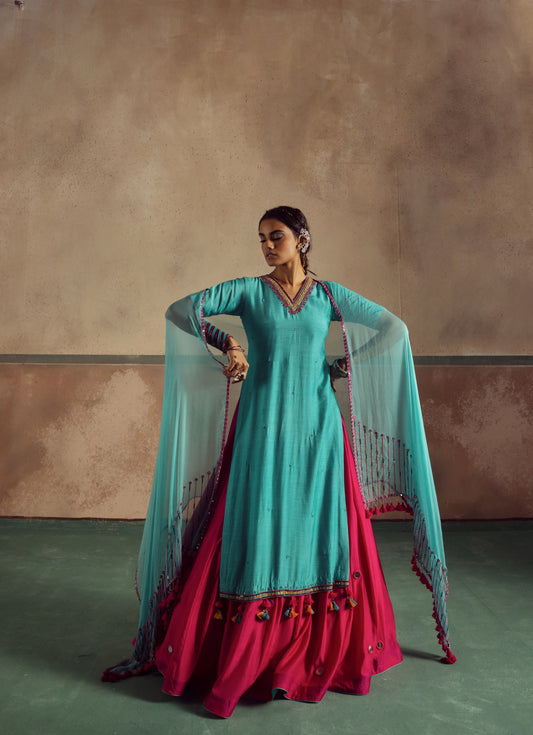 Backless Kurta Skirt Set