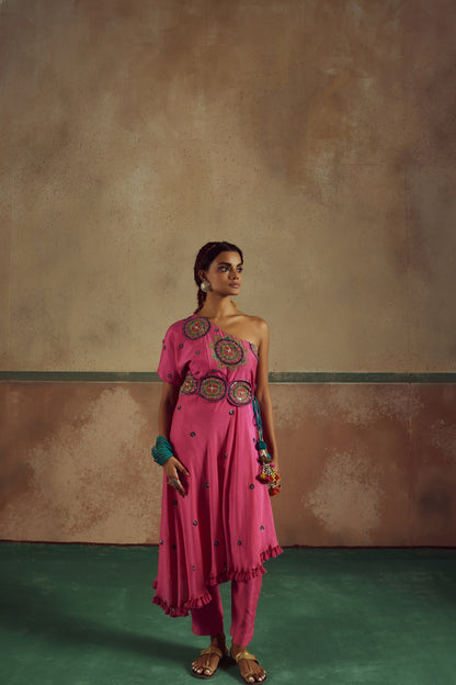 One Shoulder Kurta Set