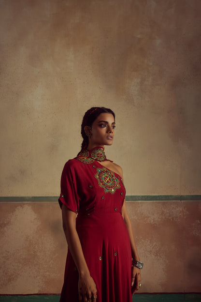 One Shoulder Kurta Set