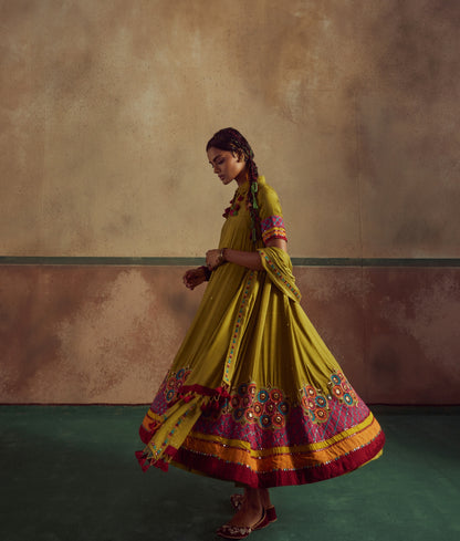 Green Short Choli Anarkali Suit Set