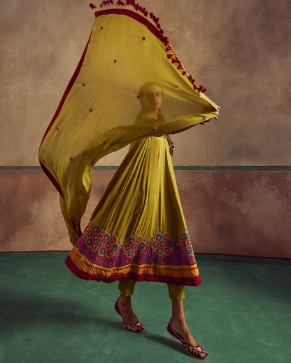 Green Short Choli Anarkali Suit Set