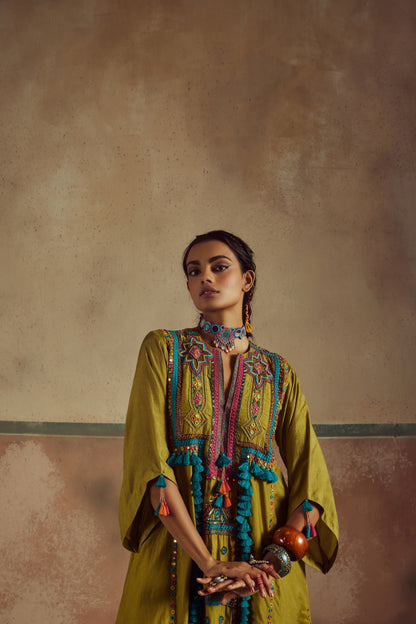 Embroidered Jhola Kurta Set